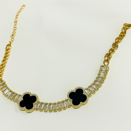 Elegant Black Butterfly Bracelet – Dual Butterfly Charm