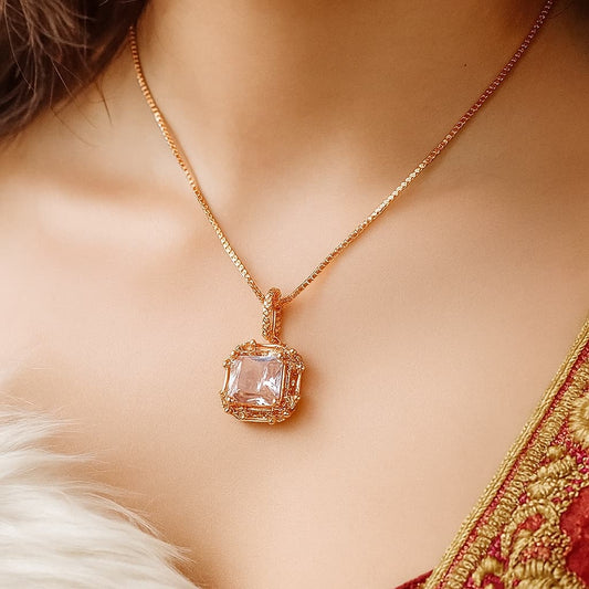 Korean Style Square Zircon Clavicle Pendant | Nimora