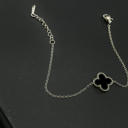 Black Floral Stone Bracelet