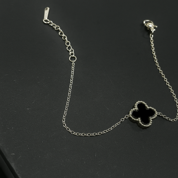 Black Floral Stone Bracelet