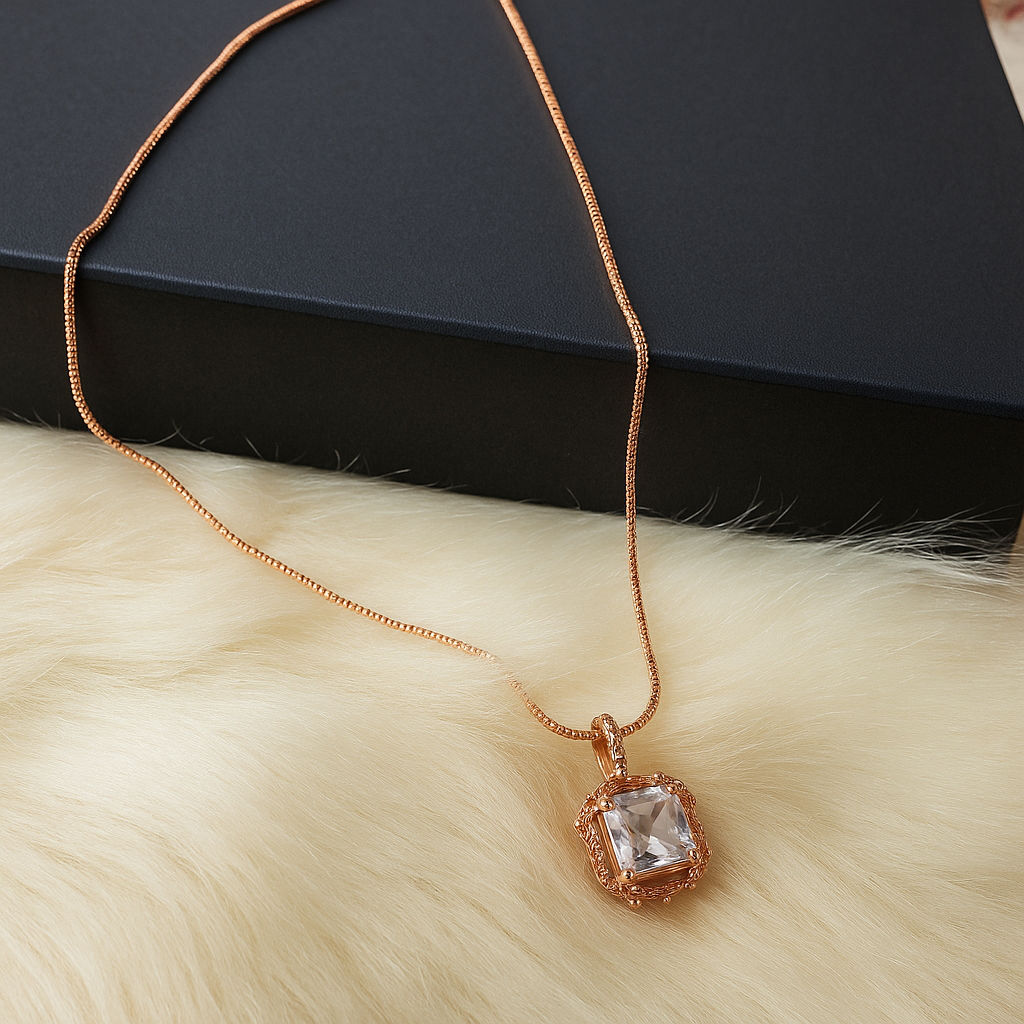 Korean Style Square Zircon Clavicle Pendant | Nimora