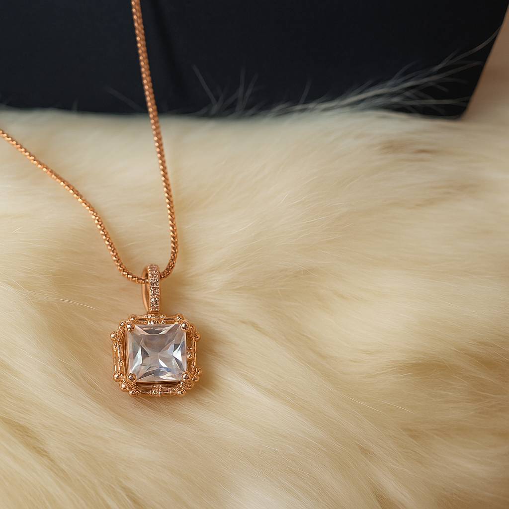 Korean Style Square Zircon Clavicle Pendant | Nimora