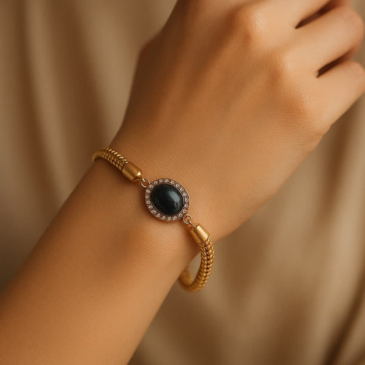 Noir Grace – Black Beaded Elegance Bracelet  Nimora